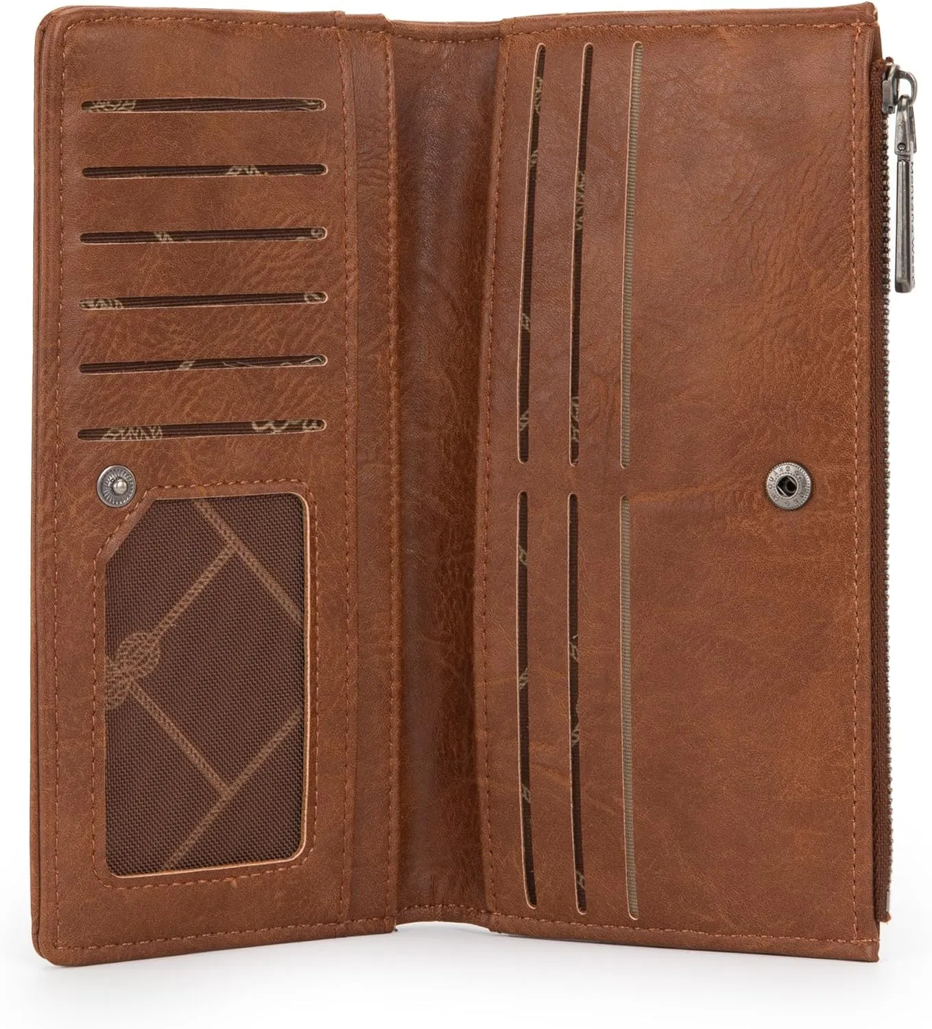 Wrangler Minimalist Wallet for Women Credit Card Wallet Ladies Travel Wallets Monederos de Mujer Card Cases & Money Organizers with Smooth Zippers for Women Brown