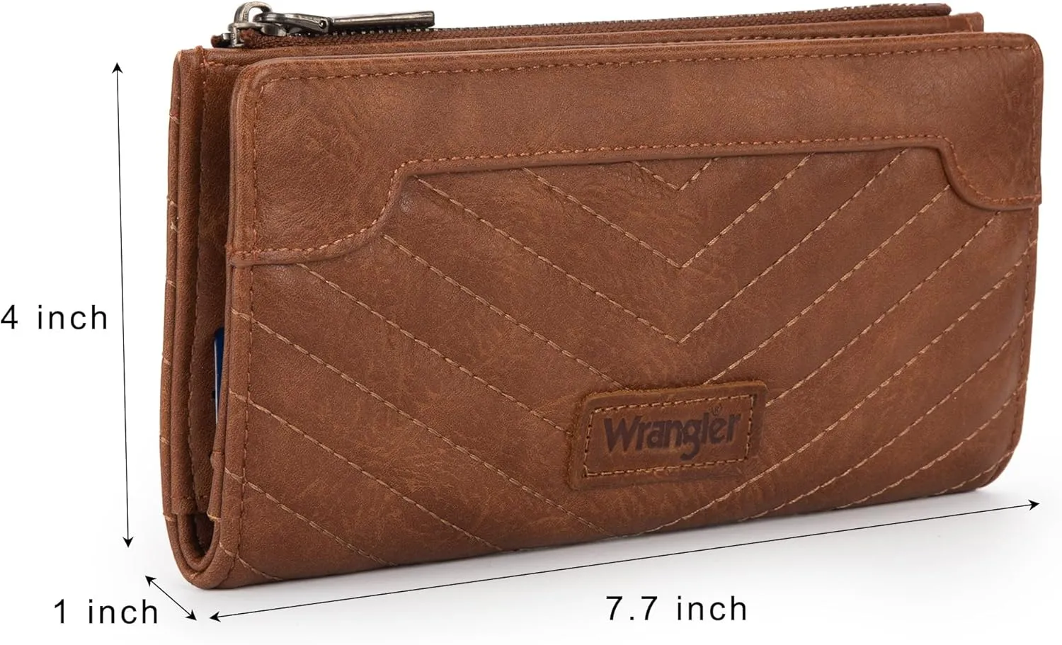 Wrangler Minimalist Wallet for Women Credit Card Wallet Ladies Travel Wallets Monederos de Mujer Card Cases & Money Organizers with Smooth Zippers for Women Brown