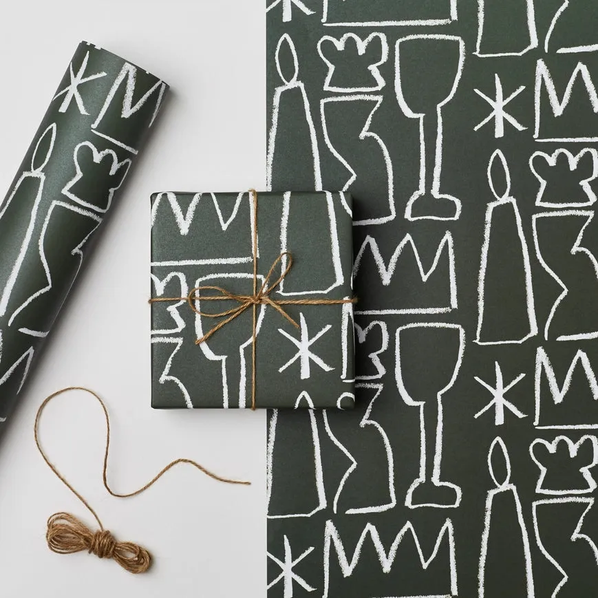 Wrapping Paper Sheet | Green & White