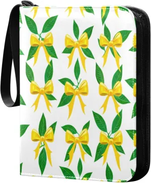 Yellow Bows Card Binder 4 Pockets, 400 Pockets Trading Card Binder Removable Card Albums Card Holder for Games, Sports, Football, Baseball Cards