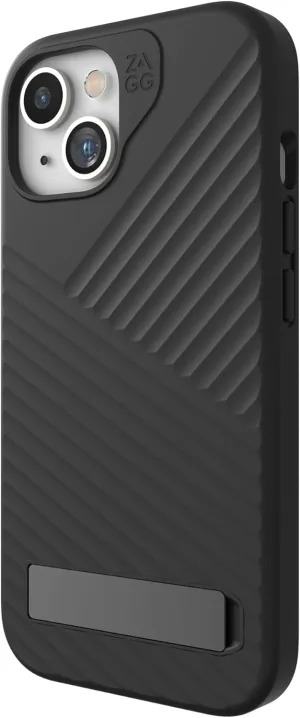 ZAGG Denali Snap Case for iPhone 15/14/13 with Kickstand - MagSafe Compatible, Dual Layer Protection, Graphene Fortified, 16ft Drop-Proof, Eco-Friendly Design, Textured Grip, Black