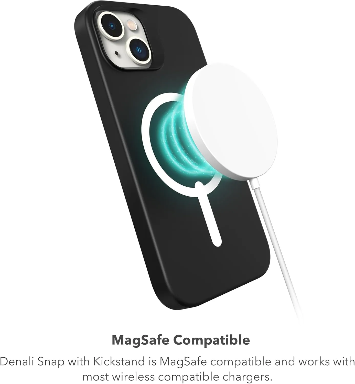 ZAGG Denali Snap Case for iPhone 15/14/13 with Kickstand - MagSafe Compatible, Dual Layer Protection, Graphene Fortified, 16ft Drop-Proof, Eco-Friendly Design, Textured Grip, Black