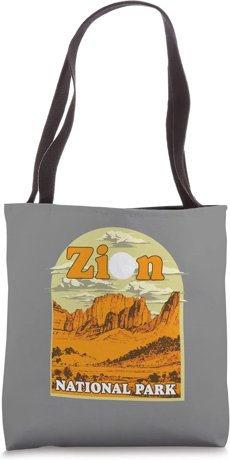 Zion National Park Vintage Artwork Artistic Souvenir Tote Bag