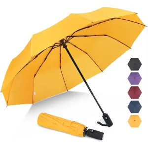 ZOMAKE Small Travel Umbrella Compact Portable Collapsible Umbrellas for Rain, Windproof, Automatic Lightweight Paraguas for Women, Men(Yellow)